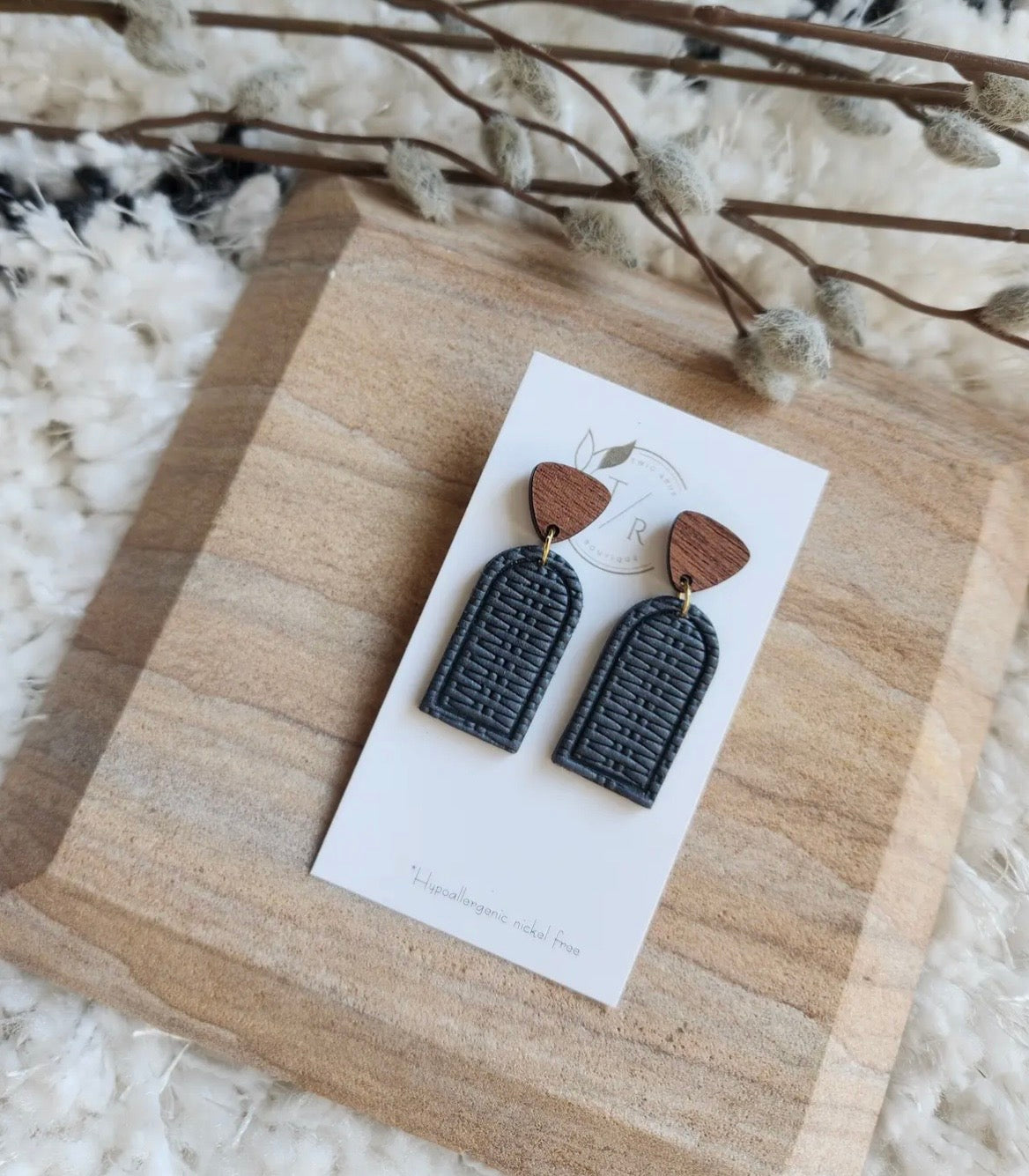 Midnight clay collection earrings from Twig & Rue